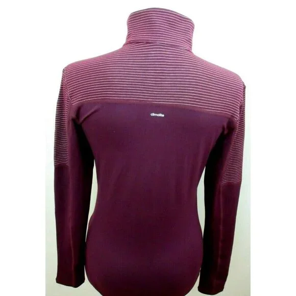 Adidas Women's Climalite 1/2 Zipper Pullover Maroon White Striped Size Medium - Picture 4 of 4